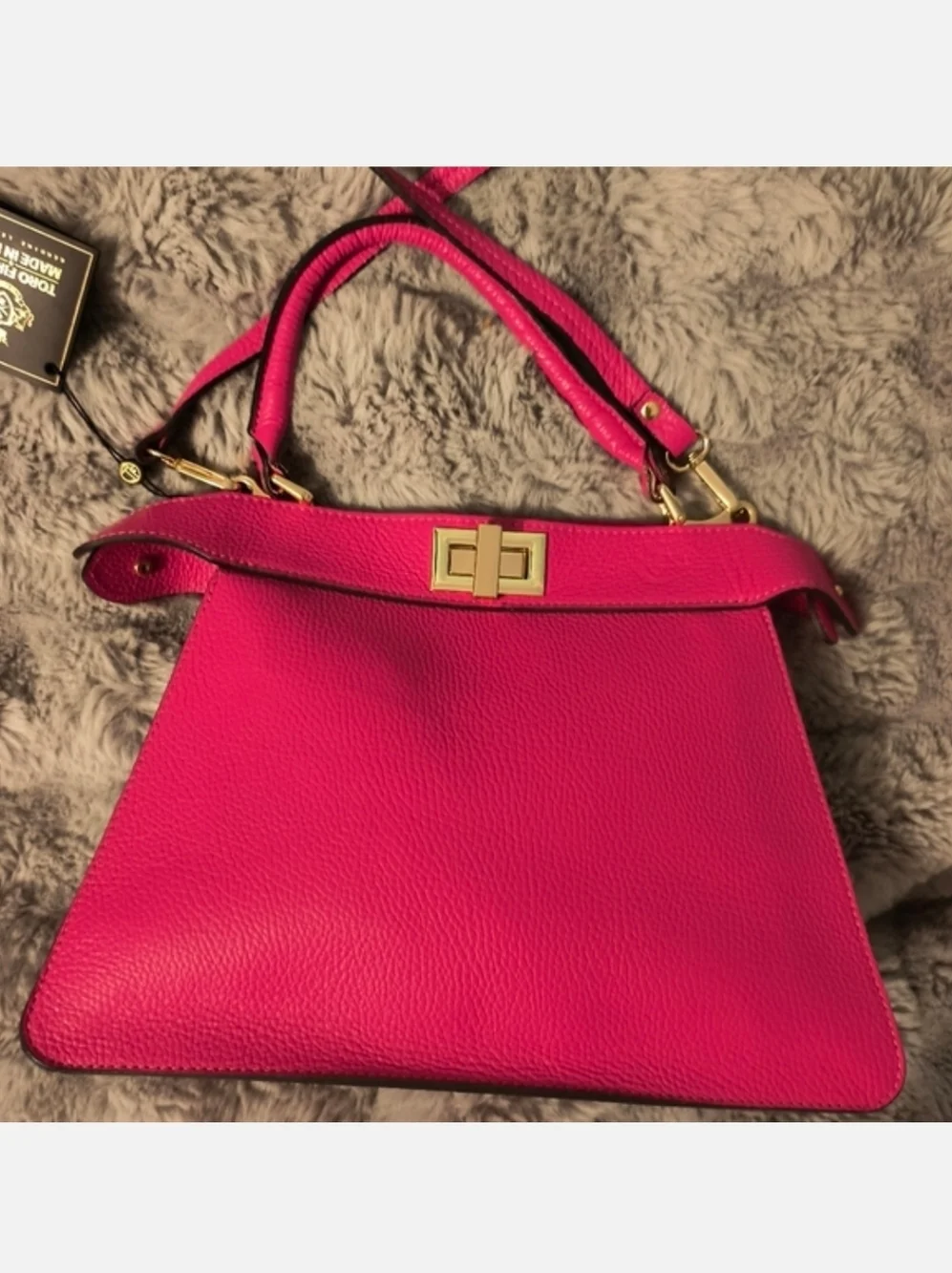 Toro Firenze Italian Double Compartment Leather Pink Bag